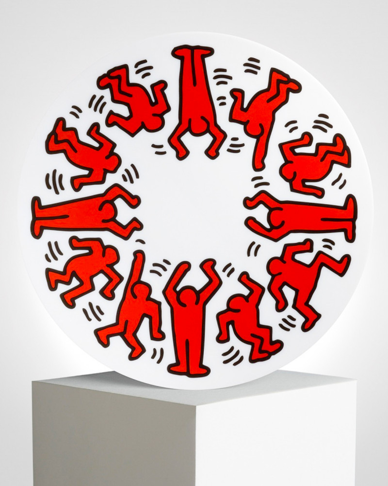 LIGNE BLANCHE Keith HARING "Red on White" porcelain plate CAKH14