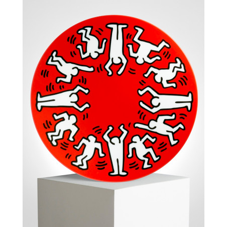 LIGNE BLANCHE Keith HARING "White on Red" porcelain plate CAKH15