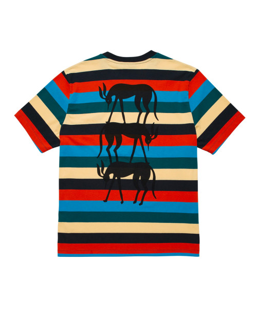parra STACKED PETS ON STRIPES T-SHIRT 49410
