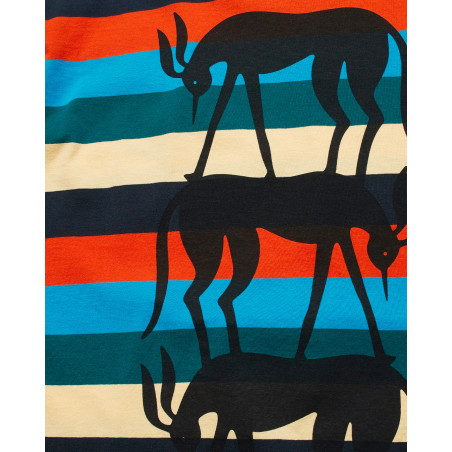 parra STACKED PETS ON STRIPES T-SHIRT 49410