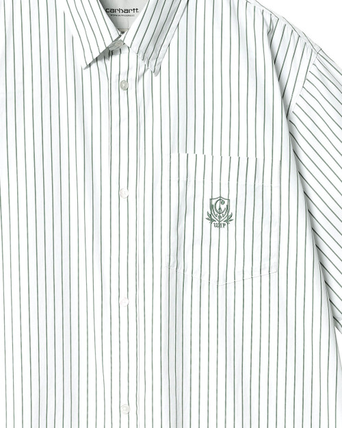 camisa carhartt WIP de manga corta a rayas verdes