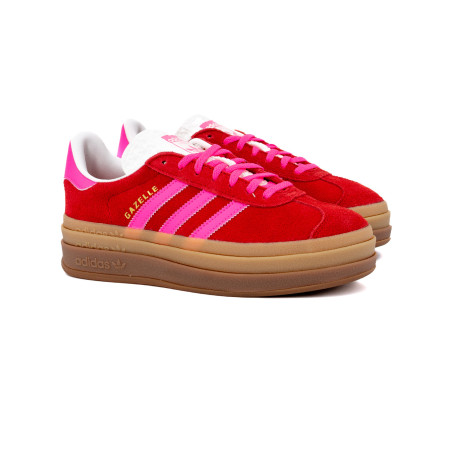 zapatillas adidas gazelle bold rosas y rojas para mujer