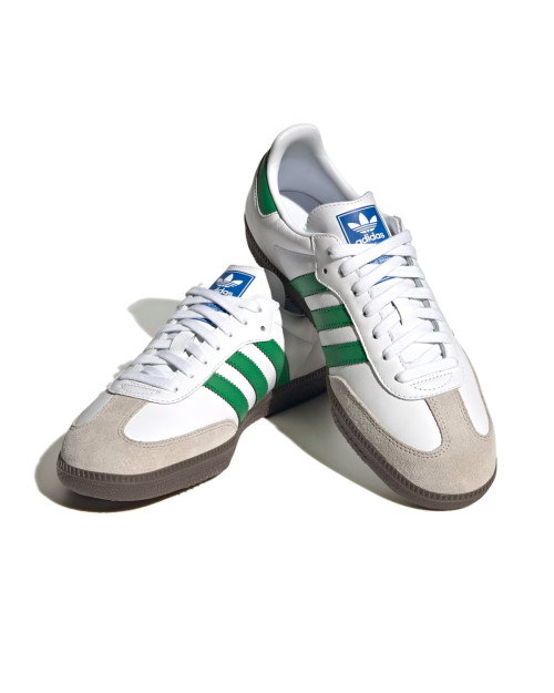 zapatilla adidas samba blancas y verdes