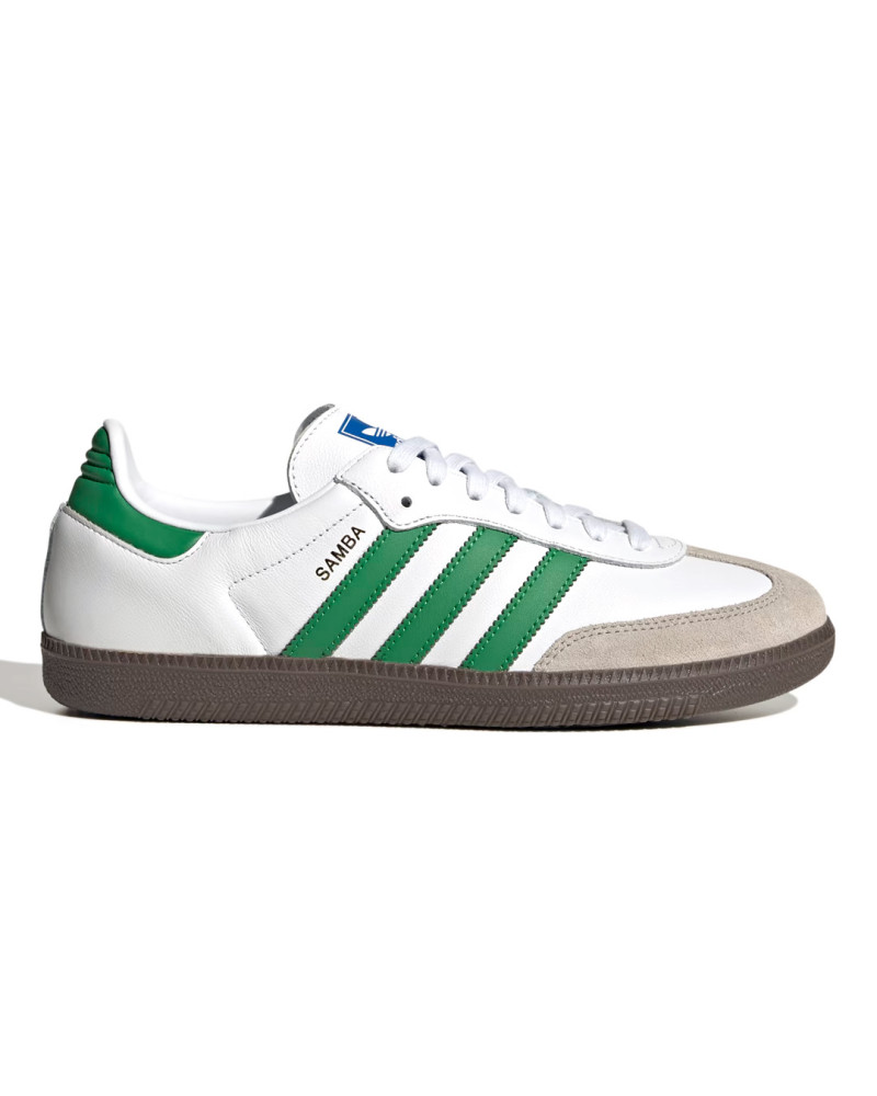 zapatilla adidas samba blancas y verdes