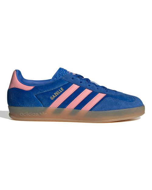 zapatillas adidas gazelle indoor para mujer color azul y rosa