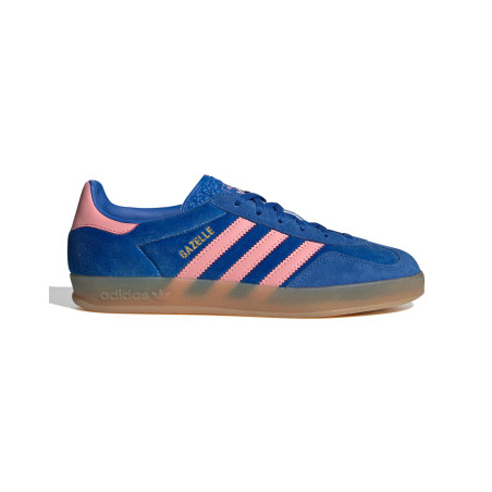 zapatillas adidas gazelle indoor para mujer color azul y rosa