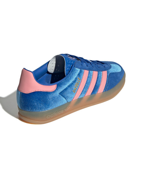 zapatillas adidas gazelle indoor para mujer color azul y rosa