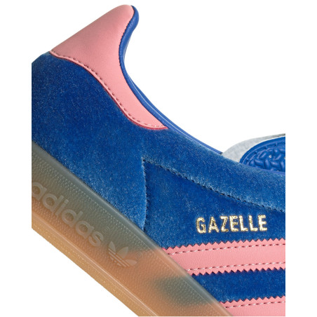 zapatillas adidas gazelle indoor para mujer color azul y rosa