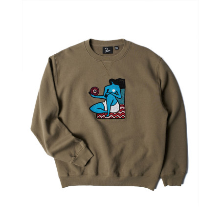 sudadera parra sin capucha color oliva