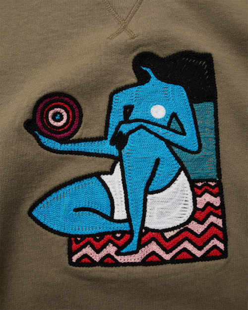 sudadera parra sin capucha color oliva