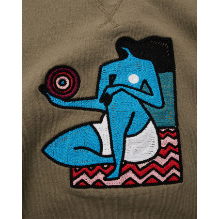 sudadera parra sin capucha color oliva