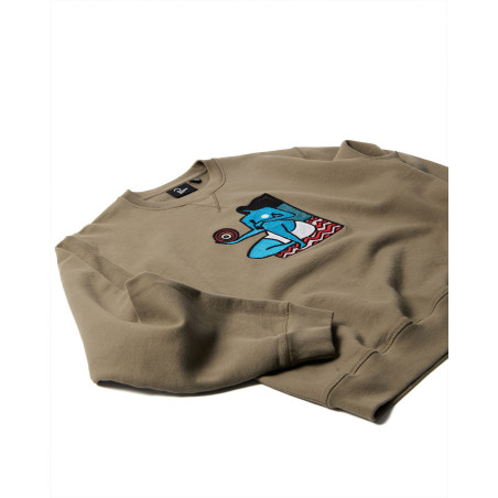 sudadera parra sin capucha color oliva