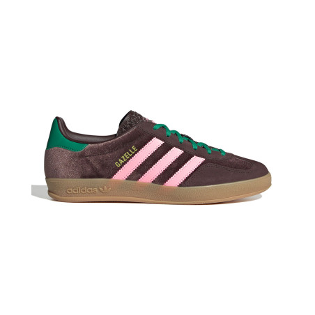 zapatillas adidas gazelle indoor para mujer marrones y rosas de terciopelo