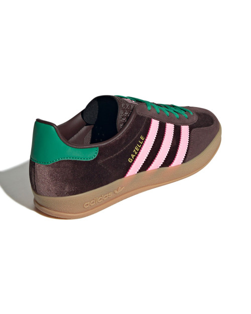 zapatillas adidas gazelle indoor para mujer marrones y rosas de terciopelo