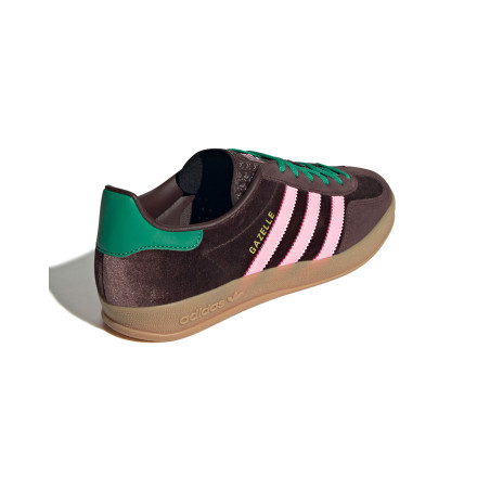 zapatillas adidas gazelle indoor para mujer marrones y rosas de terciopelo