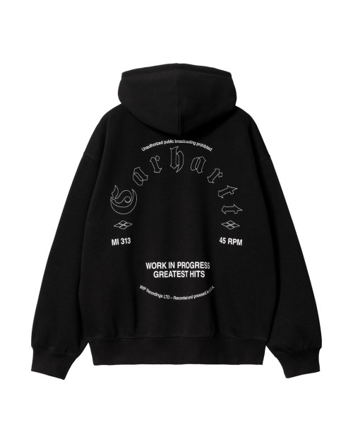 carhartt wip graphic and embroidered hooded black sweat