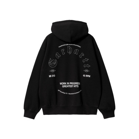 carhartt wip graphic and embroidered hooded black sweat