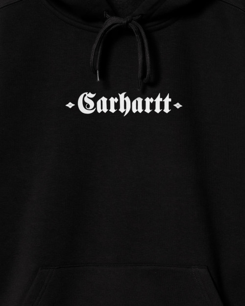 carhartt wip graphic and embroidered hooded black sweat