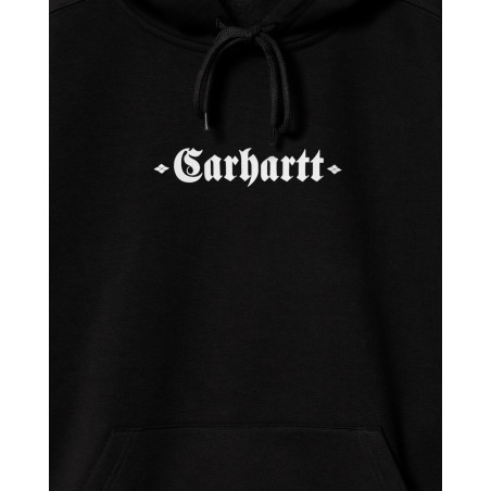 carhartt wip graphic and embroidered hooded black sweat