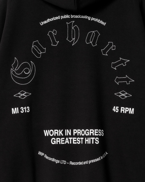 carhartt wip graphic and embroidered hooded black sweat