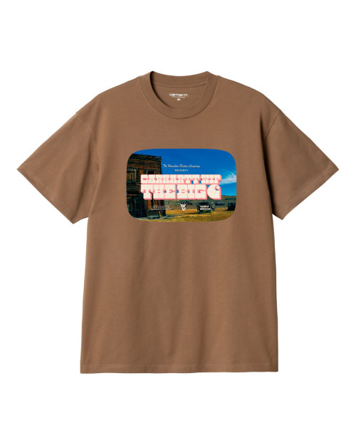 camiseta gráfica marrón de carhartt de manga corta