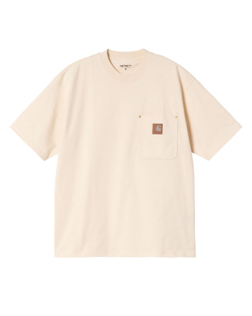 camiseta de carhartt wip de manga corta color crema con bolsillo