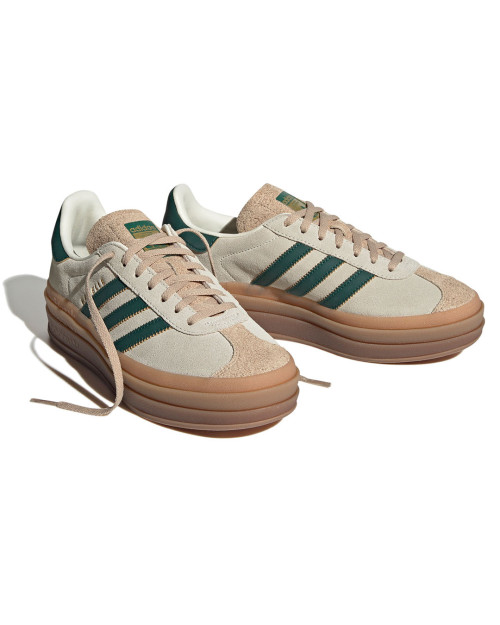 zapatillas adidas gazelle con plataforma beige y verde