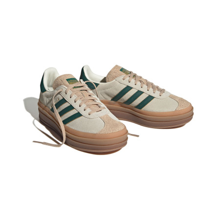 zapatillas adidas gazelle con plataforma beige y verde