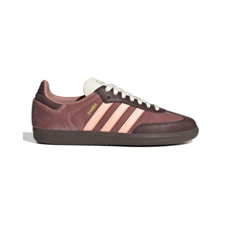 zapatillas adidas samba terciopelo rosa oscuro/marrón