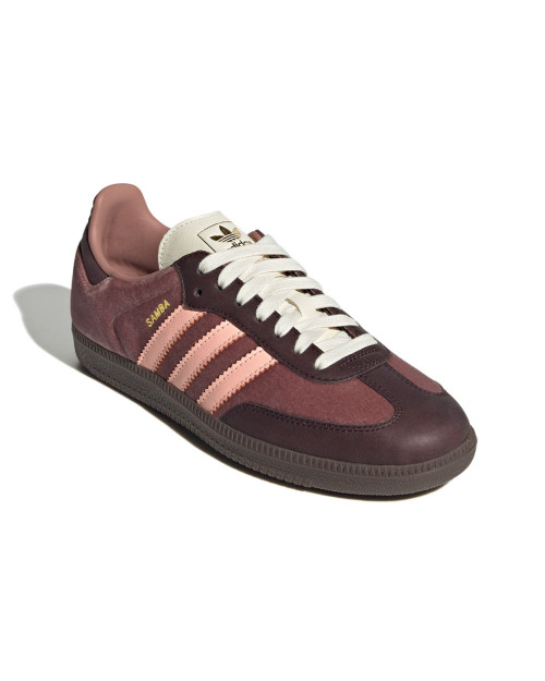 zapatillas adidas samba terciopelo rosa oscuro/marrón