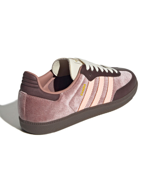 zapatillas adidas samba terciopelo rosa oscuro/marrón