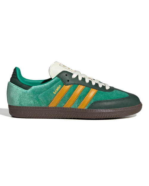 zapatillas adidas samba terciopelo verde y amarillo