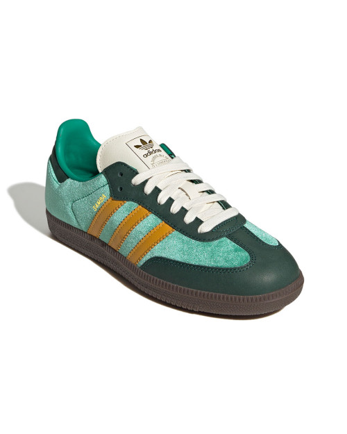 zapatillas adidas samba terciopelo verde y amarillo