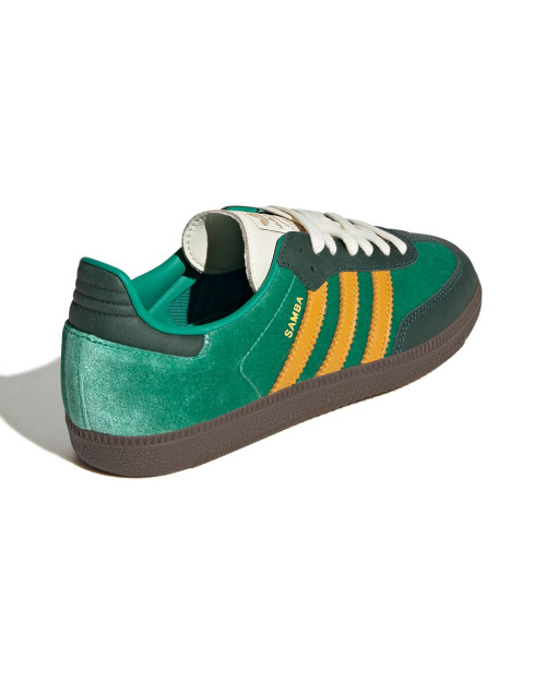 zapatillas adidas samba terciopelo verde y amarillo