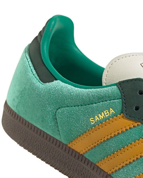 zapatillas adidas samba terciopelo verde y amarillo