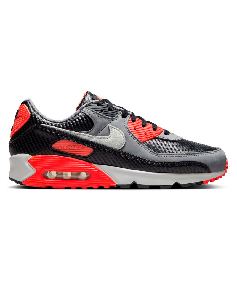 zapatillas nike air max 90 gris, negro y rojo