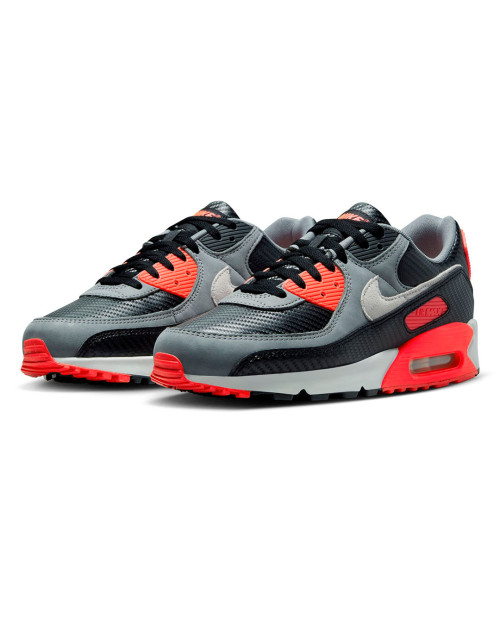 zapatillas nike air max 90 gris, negro y rojo