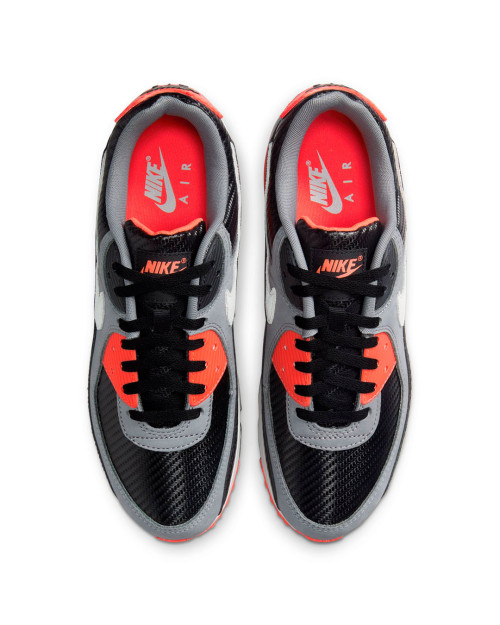 zapatillas nike air max 90 gris, negro y rojo