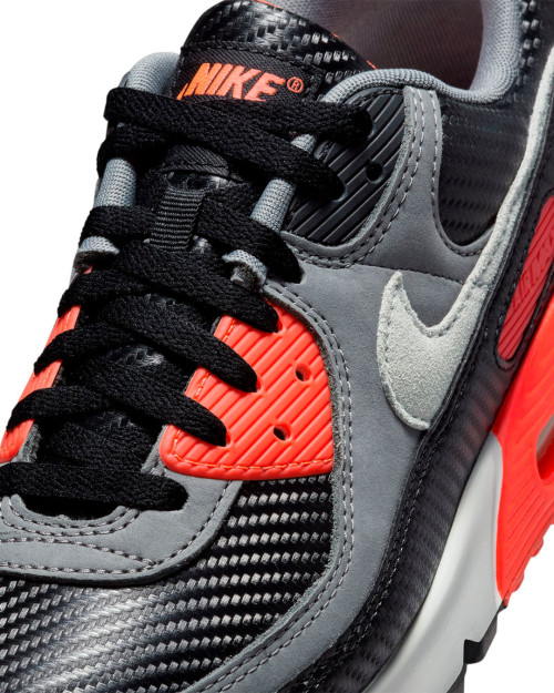 zapatillas nike air max 90 gris, negro y rojo