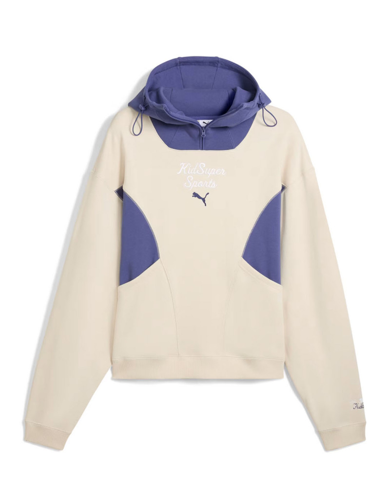 sudadera con capucha puma x kidsuper blanca y azul