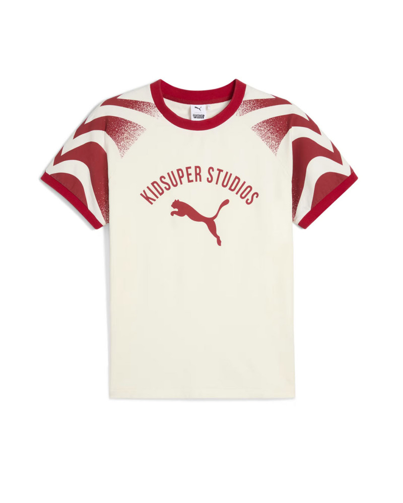 camiseta puma x kidsuper crema y rojo