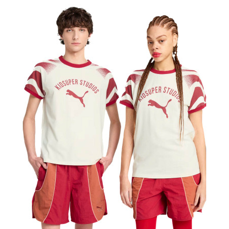 camiseta puma x kidsuper crema y rojo