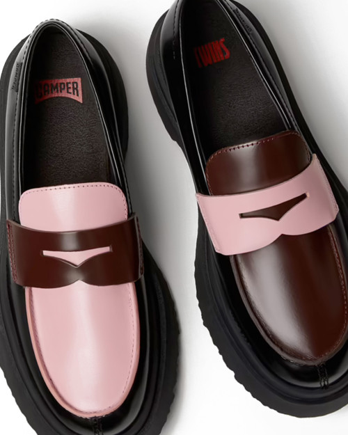 mocasines camper para hombre color rosa