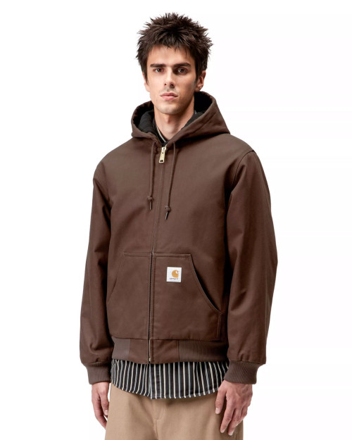 chaqueta carhartt wip con capucha para hombre color marron