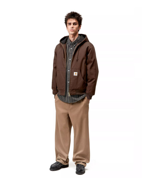 chaqueta carhartt wip con capucha para hombre color marron
